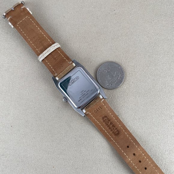 Vintage Swiss Made Coach Pre Owned Tank Shape Silver Tone Quartz Watch - Picture 7 of 8